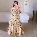 new spring/summer cross-border fashion: european and american style women's one-shoulder floral print maxi dress - off-the-shoulder fairy dress