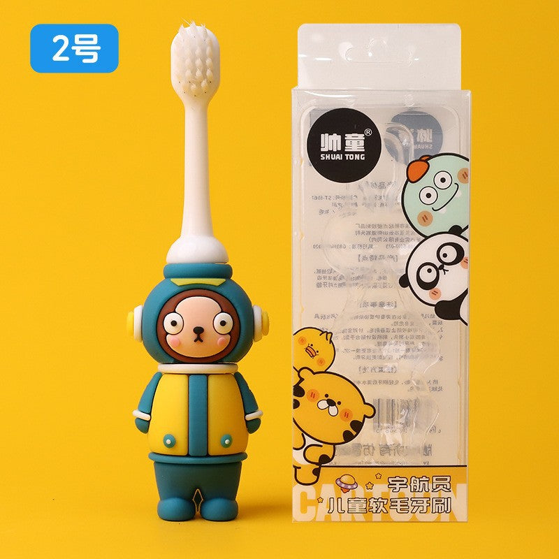 Boxed children's toothbrush cartoon baby cartoon astronaut soft bristle toothbrush 3-12 years old baby oral cleaning