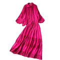 Age-reducing suit for women classy sense cut outlacepatchwork lantern long sleevesshirt + high waistslimming look large swing skirt