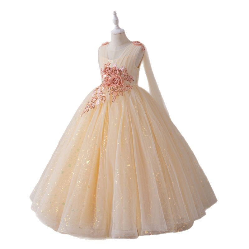 Amazon cross-border fashion girl dress classyskirtelegance mature shawl long mesh in stockexport