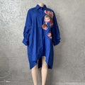 Exportplus size women's clothing loose version sequinembroider large flower casual women's clothing lantern sleeve mid-length shirt dress clear