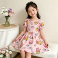 【matching family outfit】girls' cartoon spongebob dress - summer bubble sleeve floral dress - cute baby & toddler clothing