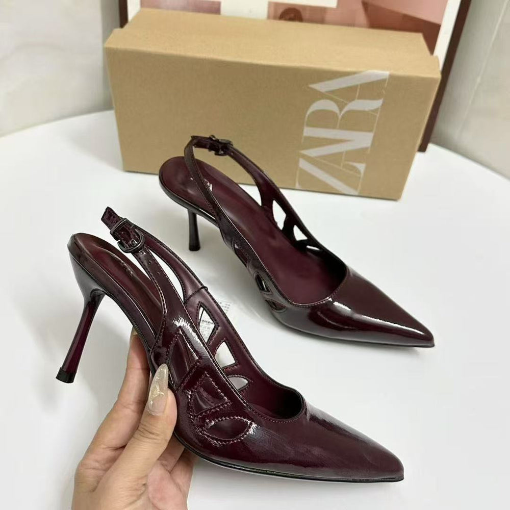 Za2025 spring collection stiletto peep-toe ankle strap pointed-toe high heel cutout sandals - versatile everyday wear women's sandals