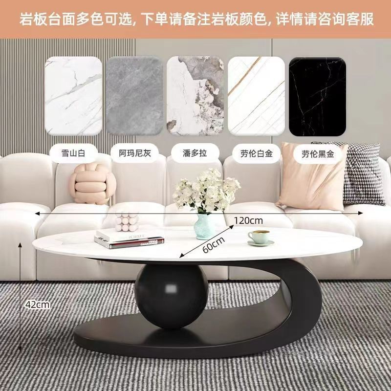 Oval coffee table, sintered stone coffee table, popular minimalist table for home living room, trendy nordic style coffee table, small apartment friendly