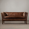 First-layer cowhide sofa, living room, chinese ancient style, small apartment, retro oil wax leather, three-person sofa