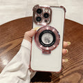 Four-corner anti-fall electroplating suitable for apple 16pro ring holder mobile phone case iphonexr/12 transparent protective cover