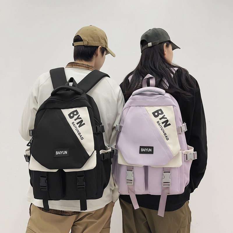 Burden reduction spine protection capacity Strong backpack Lightweight waterproof Simple high school backpack Junior high school schoolbag Women