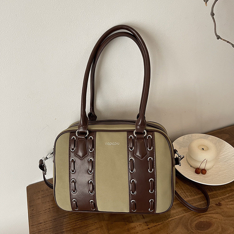 High sense European and American style portable messenger bag women's 2025 new fashion niche design Boston shoulder bag