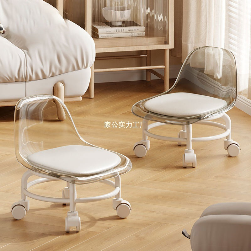Acrylic stool silent universal wheel children with baby toddler stool net pulley small chair home low stool beautiful seam