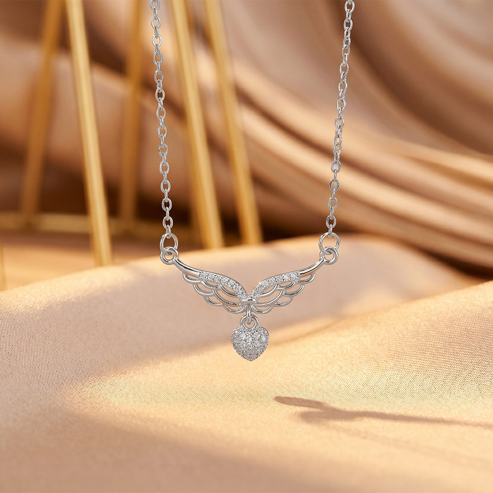 Popular popular style full diamond easiest for match heart wings necklace accessible luxury niche jewelry for women high-end non-fading clavicle chain