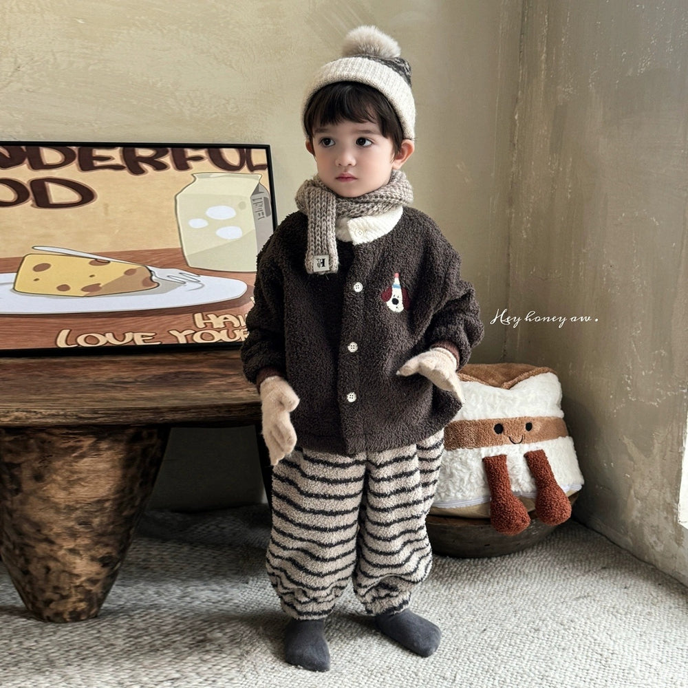 【matching family set】cartoon pajamas kids' half-fleece loungewear set  new autumn/winter thickened for boys and girls