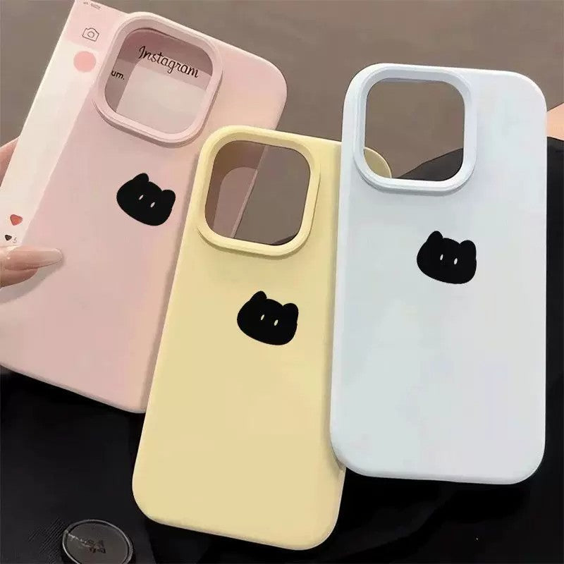 Cute minimalist little black cat head suitable for iphone 17 mobile phone case fresh and gentle style apple 18 protective cover 13