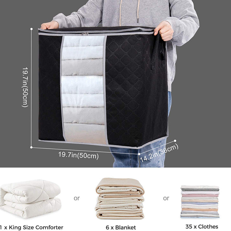 Household large-capacity clothes storage bag, duffel bag, quilt storage bag, transparent window, thickened non-woven storage box.