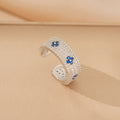 Tz-8302 silver flower ring [titanium steel chain copper inlaid zirconium pendant]