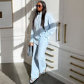 European and american cross-border african women's fashion  summer new solid color turn-down collar long sleeve shirt and high-waisted pants fashion set