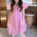 Girls' chic princess dress - korean style, trendy butterfly knot, summer new arrival, fashionable big kids' tulle dress, trendy style