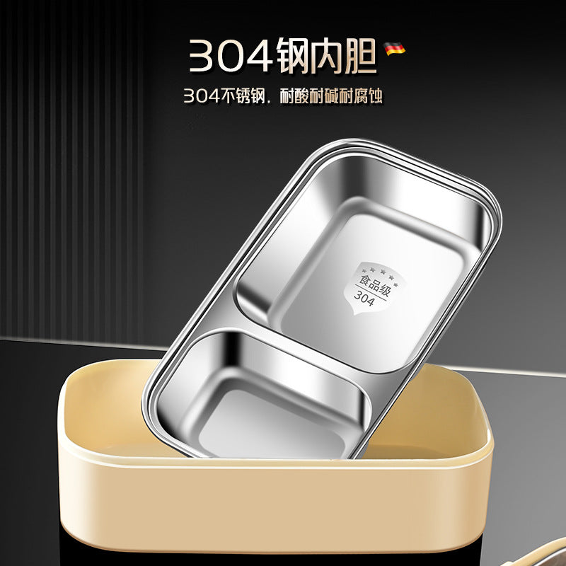 304 stainless steel thermal insulation lunch box Office workers bring rice bento box Student thermal insulation box Double-layer divided lunch box wholesale