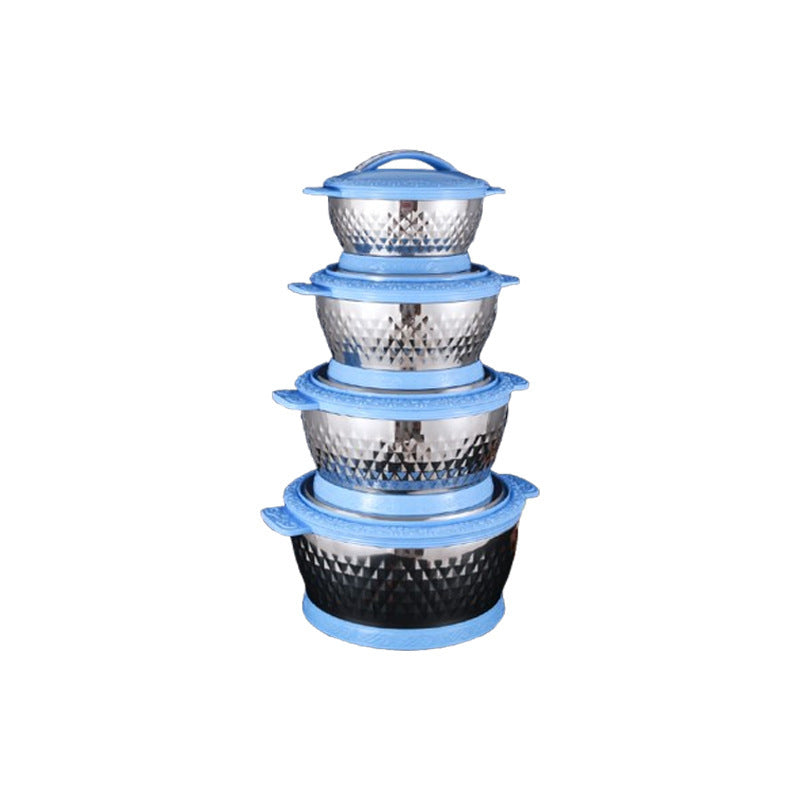 Magnetic double-layer pot three-piece set stainless steel thermal insulation pot exported to africa suit pot drill point 4pcs thermal insulation pot pot