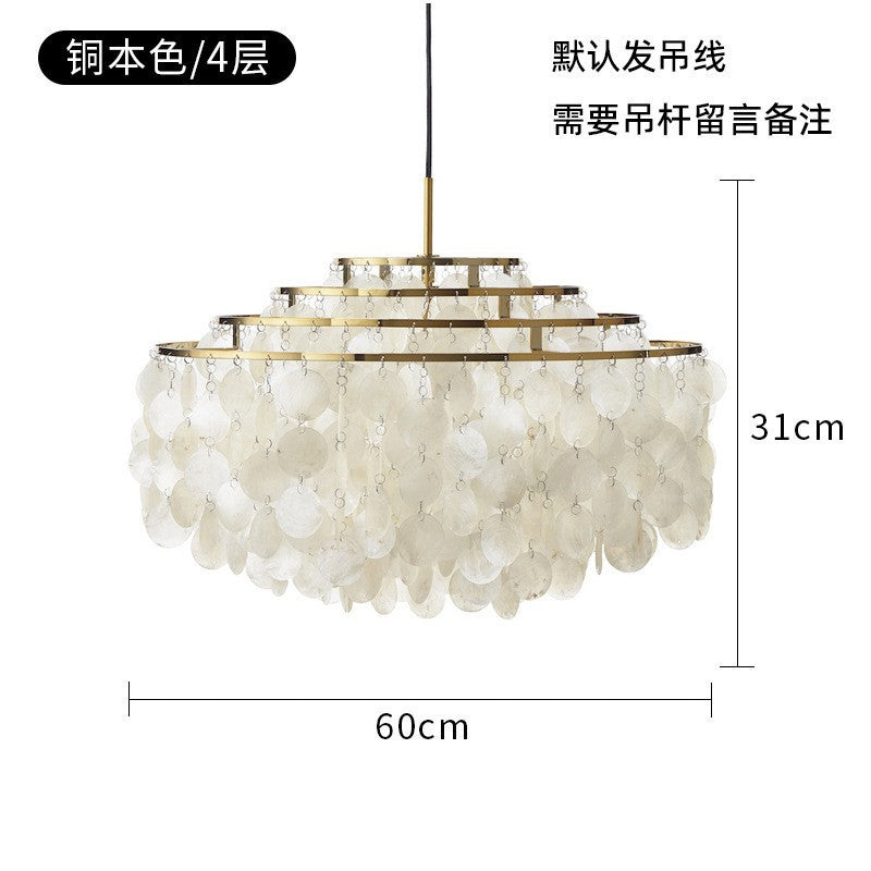 French Romantic Shell Chandelier Cream Wind Living Room Chandelier Italian Designer Bedroom Light Wind Chime Restaurant Lighting
