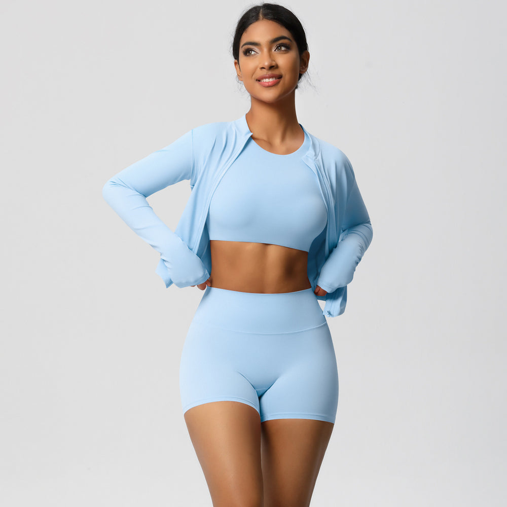 European and american high-waisted, tight-fitting yoga outfit - barely-there feel, quick-dry activewear set for women - outdoor casual, slimming, three-piece gym set