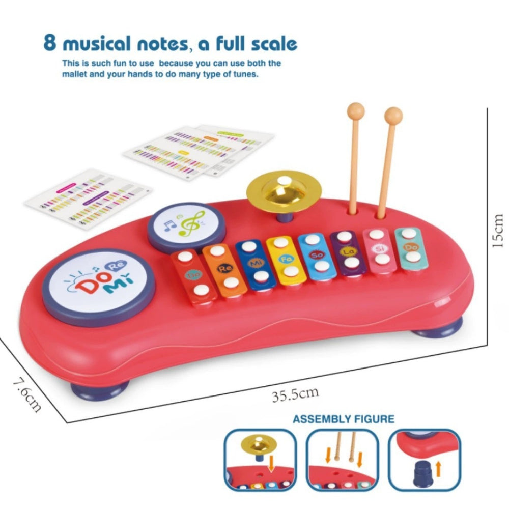 Educational eight-note handbell piano - 2-in-1 musical instrument for babies and toddlers (8 months+) - infant and toddler music toy piano 1