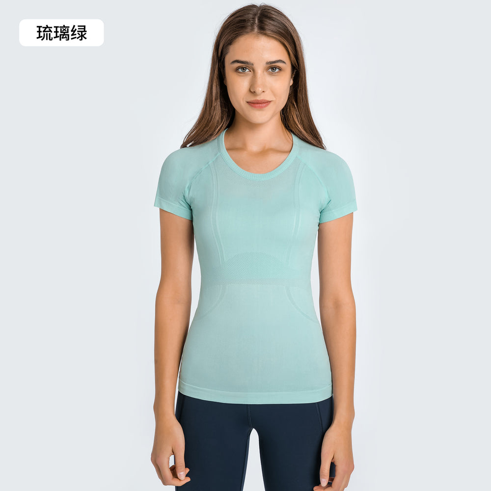 Spring/summer new women's short-sleeve crew neck sports t-shirt - running, fitness, slim-fit, breathable yoga top - s2067