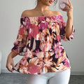 Women's  summer european and american style new long-sleeved loose pink blouse