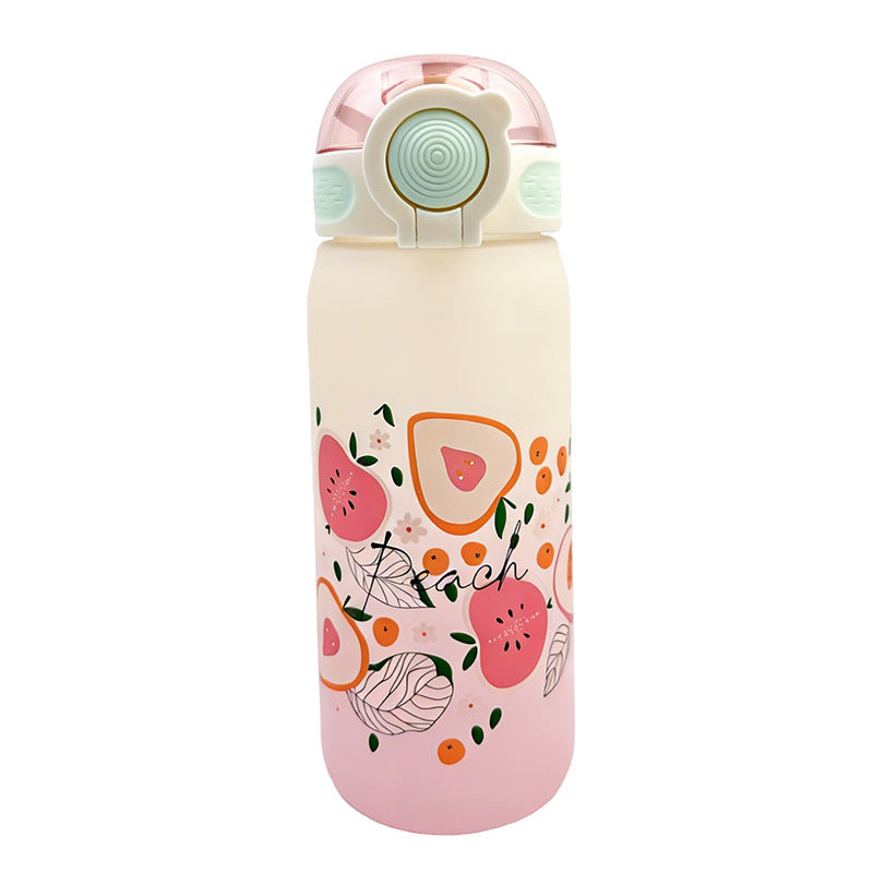 High-style student water bottle, perfect for summer outdoor use. features a portable flip-top lid, a touch of luxury, a large capacity, and a fashionable, shatter-resistant plastic design