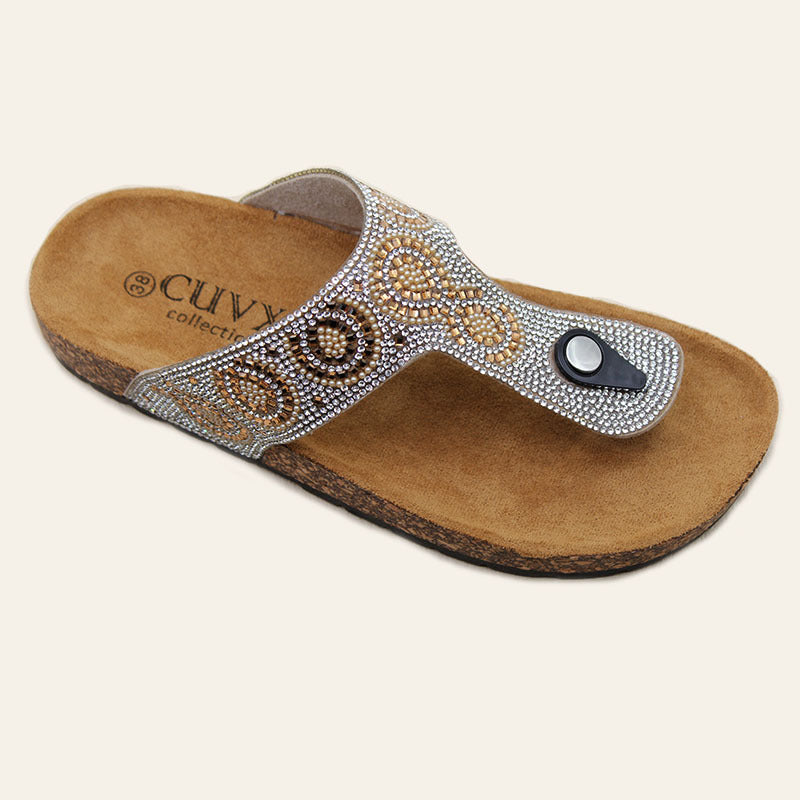 Factory wholesale Women's slippers Cross-border  fashion with diamond herringbone Birkenstocks