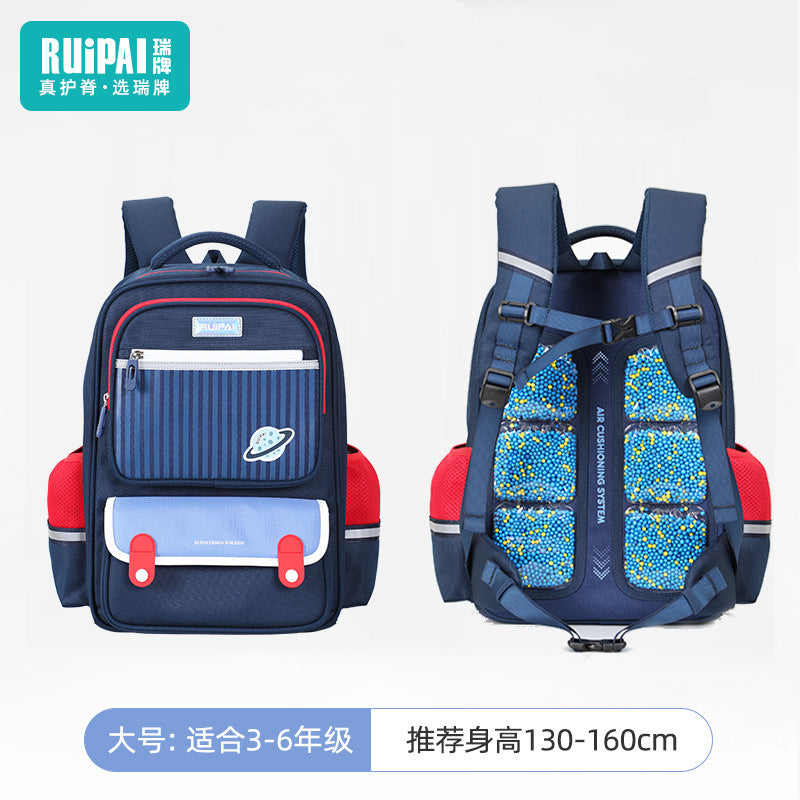 Rui brand primary school schoolbag for girls, grades 1, 2, 3 to 6, spine care to reduce the burden on children, large-capacity airbag schoolbag for men