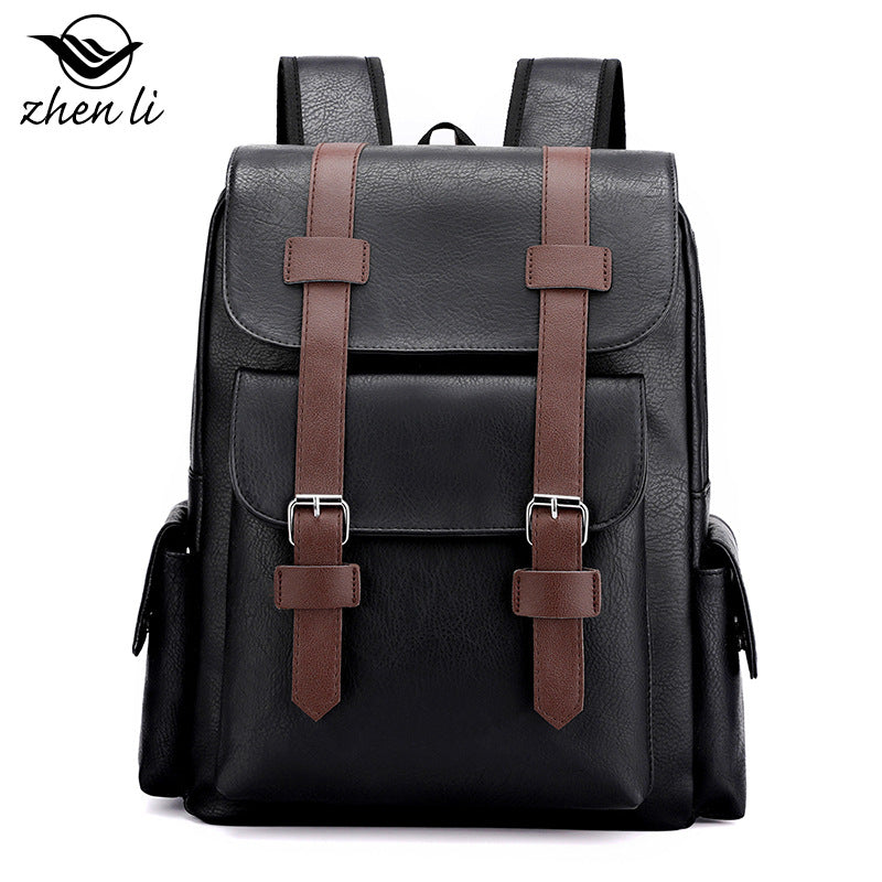 Cross-border large-capacity soft pu leather backpack leisure business computer bag student schoolbag going out travel backpack