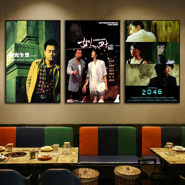 Hong Kong nostalgic movie poster decorative painting role play tabletop game private cinema bar hanging painting Cheung Kwok Wing Wong Kar Wai mural