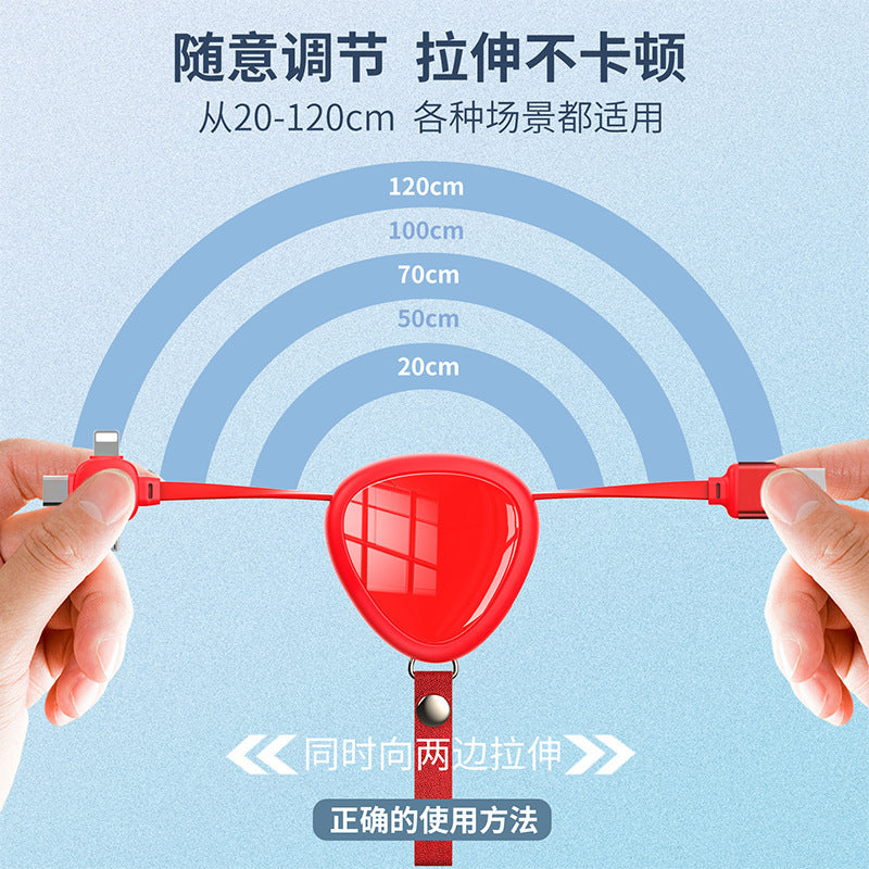 5a super fast charging retractable 3-in-1 charging cable - customizable with company logo, ready to ship directly