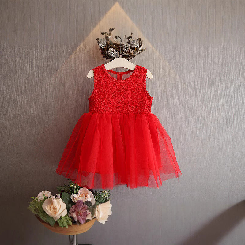 summer new korean style lace patchwork girls' dress - tank dress, factory direct, dropshipping available