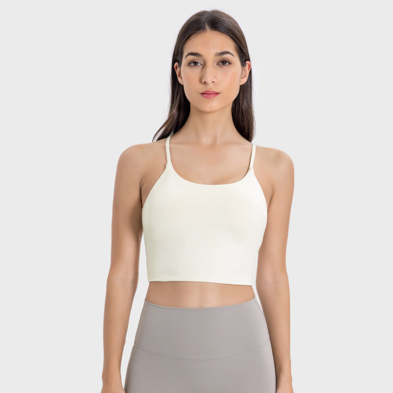 New women's sports yoga tank top with built-in bra pads, sexy spaghetti strap racerback fitness top, yoga camisole c5238