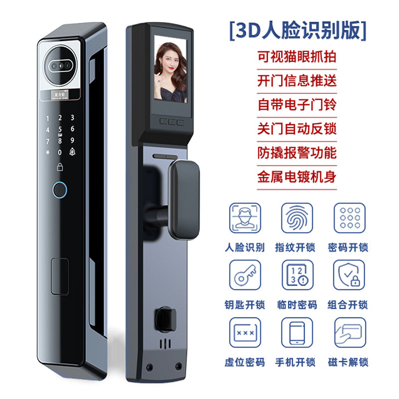 Fully automatic 3d face recognition fingerprint lock, anti-theft door code lock, home electronic smart lock, silent electronic lock
