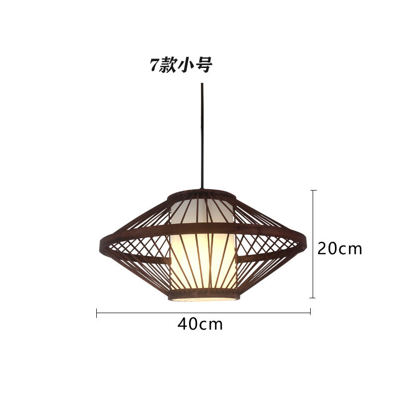 Bamboo woven bamboo art chandelier creative antique Japanese personality retro Zen tea house hotel restaurant box bed and breakfast chandelier