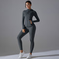 New double-sided nylon yoga set with built-in shorts: solid color zip-up hooded sports jacket and running fitness set