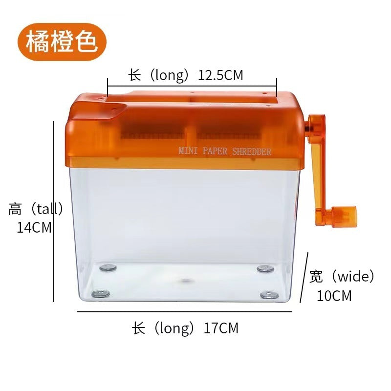 Manual paper shredder, small strip shredder, office desktop paper shredding tool, home use a6 hand-crank paper shredder