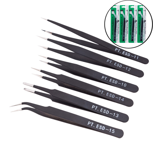 1.5 thick black tweezers, false eyelash tweezers PT. ESD-15 nails, clip elbow straight