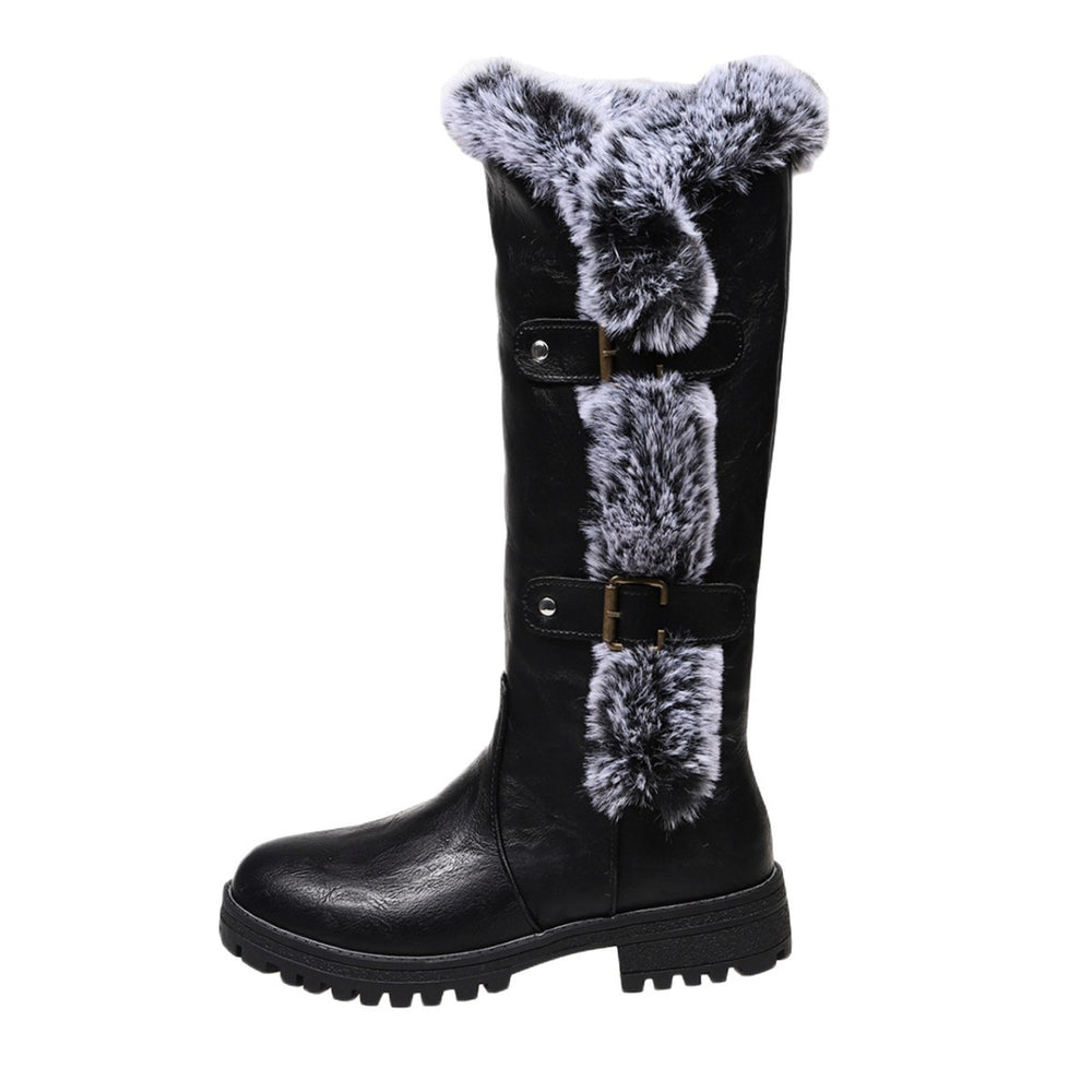 exportwinter suede knight boots fur snow boots women's plus sizethick soleknee high boots thick heel heattech cotton shoes