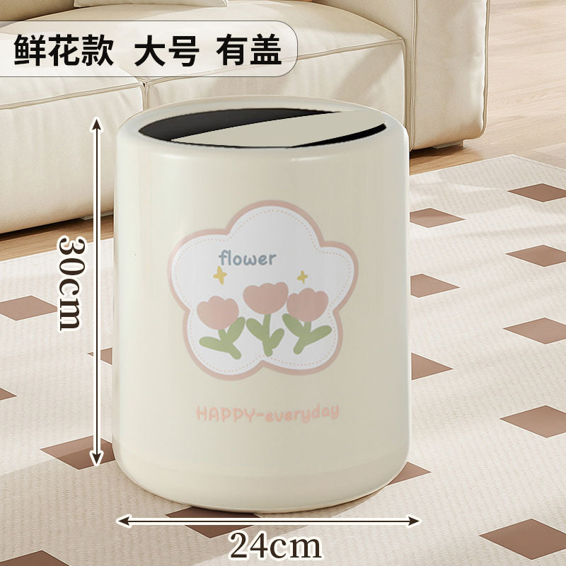 High-style trash can for home use, suitable for living rooms. modern, minimalist, and subtly luxurious design. features a swing-top lid and a straight-sided body. ideal for kitchens and bathrooms. new paper basket design