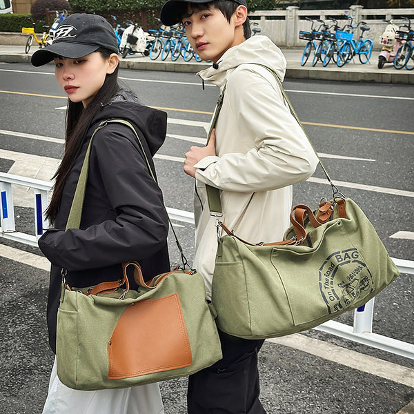 Korean version of casual large-capacity shoulder bag, men's and women's handbags, business travel bags, cylindrical messenger bags, sports and fitness bags