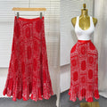 Exportsweeteasiest for matchpleated skirt large swing printing skirt women's frenchhigh waista-line medium long pleated skirt