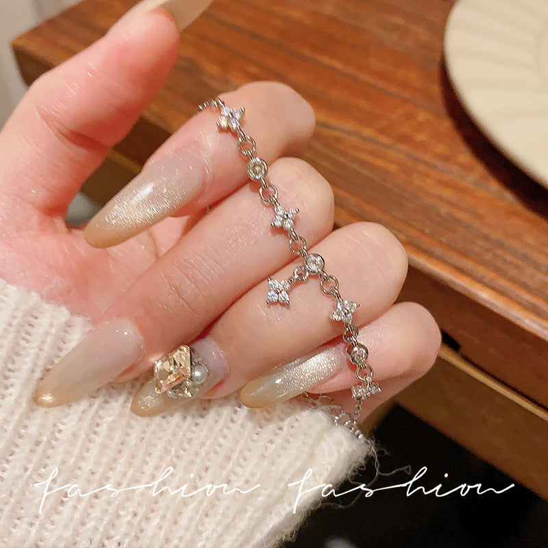 Super fairy micro-embedded zircon bows bracelet for women classy sense of accessible luxury crystal bracelet best selling exquisite pull-out hand jewelry