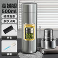 Magnetic insulated thermos cup silver 500ml (including cup sleeve and cup brush)