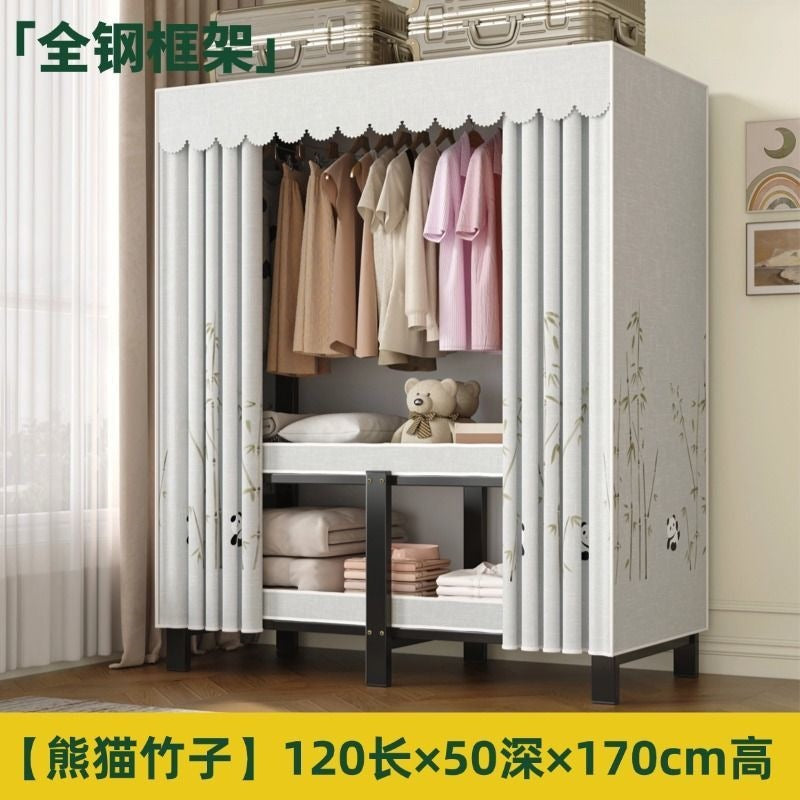 [yiwa] wardrobe for home bedroom installation-free foldable simple cloth wardrobe rental room full steel frame strong and durable clothes
