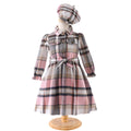 Girls' plaid long-sleeve belted dress with hood (toddler/kids)