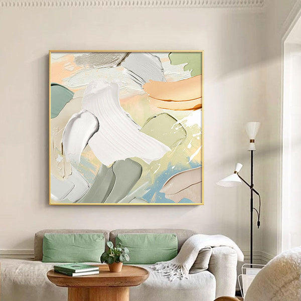 Simple texture aluminum alloy frame mural dining table wall decoration model room painting square living room hanging painting cure hanging painting