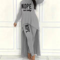 Fall and winternew arrivalletterprintingasymmetricaltopsfashion women's casualtightssuittwo-piece set spring clothing